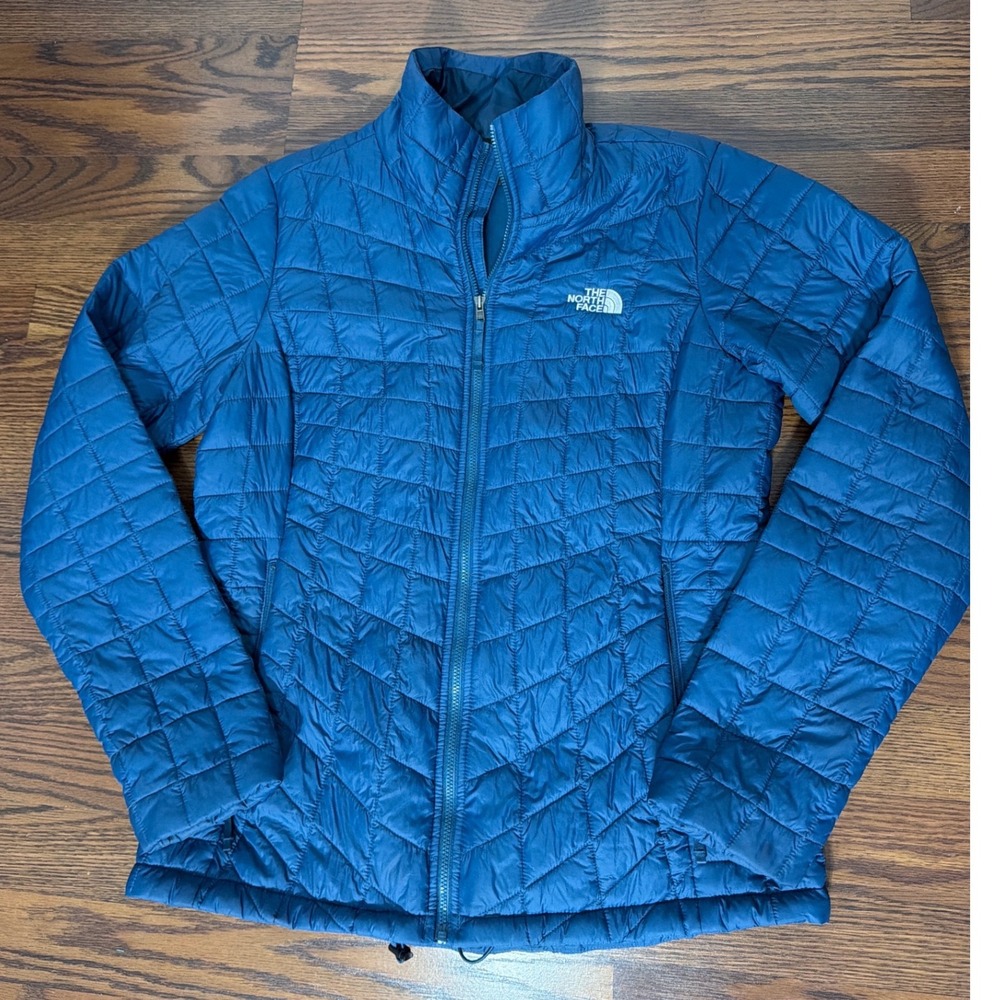 The North Face Womens Thermoball Eco Quilted Puffer Jacket Blue Medium